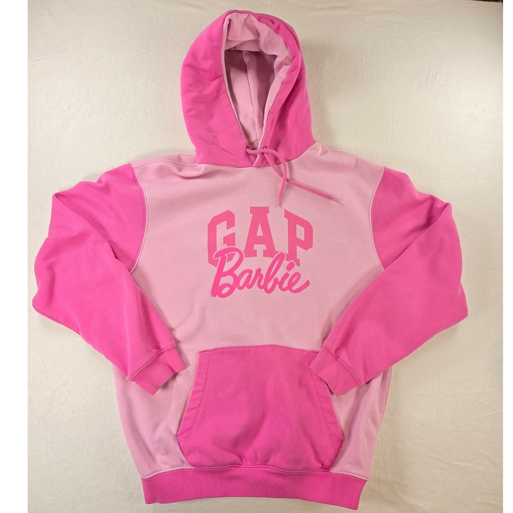 GAP Barbie Doll Pink Hooded Sweatshirt Hoodie Muff Pocket Fall Women Medium Cute